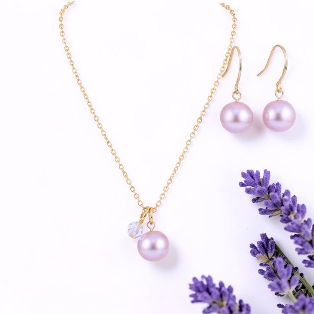 Japanese Sakura Pink natural Pearl & AAA Herkimer Diamond Dreamy Necklace