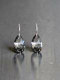 The Silver Night: SWAROVSKI Crystal Pendant Earrings in Moody Charcoal & Silver