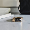 The Urban Eclipse: Hand-Hammered Pure Brass & Black Diamond Crystal Ring