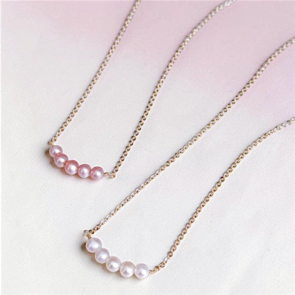 The Delicate Pastels: 14kgf Genuine Freshwater Pearl Floating Necklace