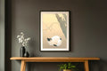 The Serene Feline: Vintage Japanese Nihonga Cat and Plum Blossom Art Poster