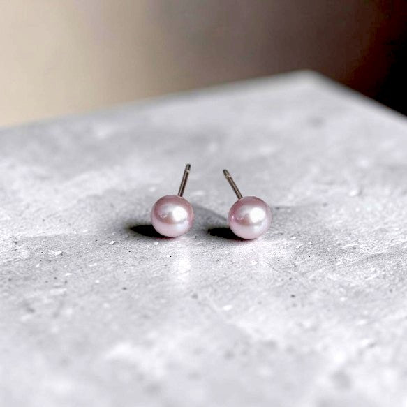 Japanese Natural Untreated Mauve Pink Pearl  Earrings