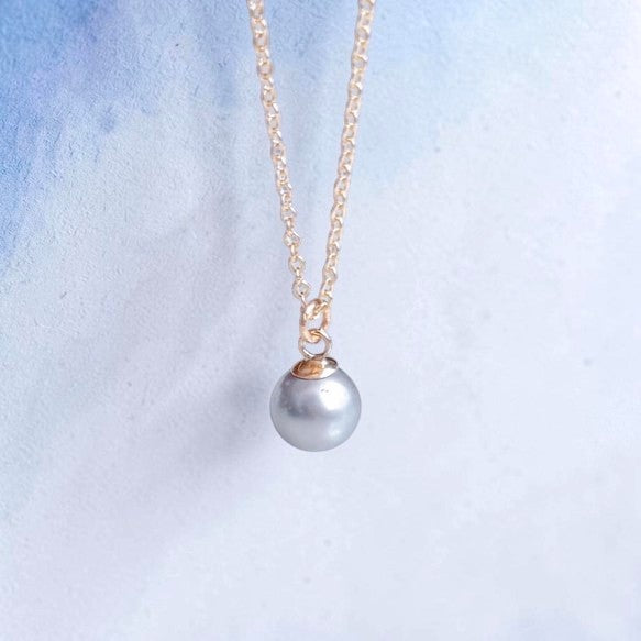 The Ocean Serenity: Rare Pale Blue-Gray Freshwater Pearl Jewelry Necklace&Earrings