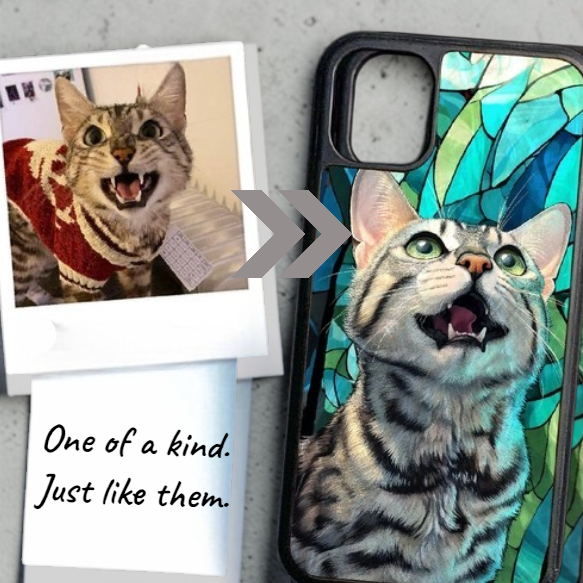 One of a Kind, Just Like Them: Bespoke Mother of Pearl Pet Portrait Tough iPhone Case