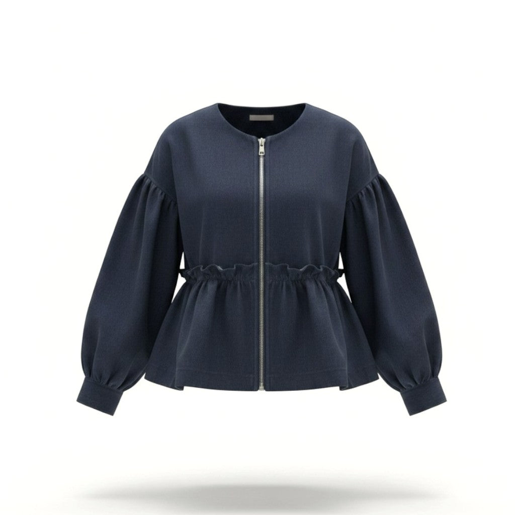 The Refined Denim: Handgefertigte 10-Unzen Soft Denim Peplum Jacke