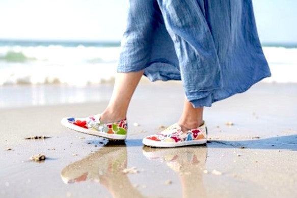 The Island Breeze Slip-On: One-of-a-Kind Textile Art Canvas Shoes