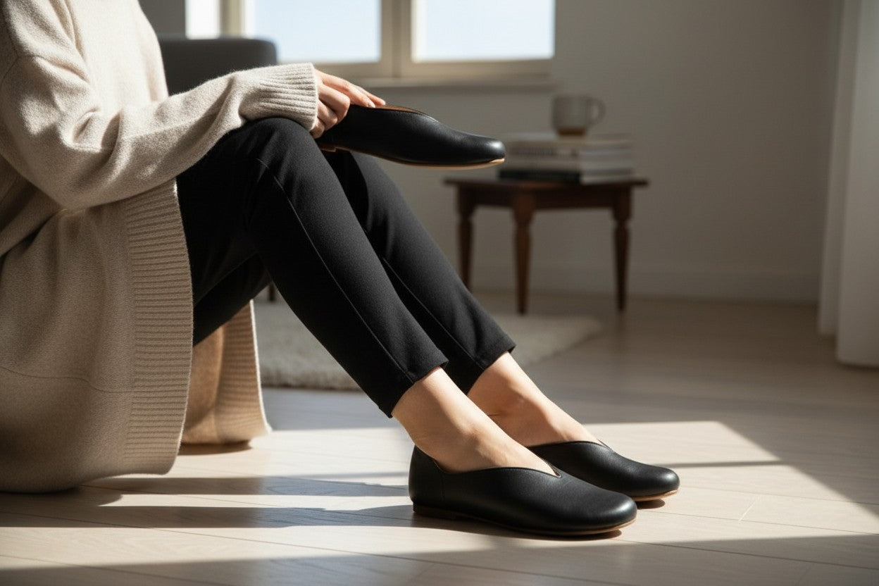 The Architecture of Elegance: Bespoke V-Cut Flannel & Linen Comfort Shoes