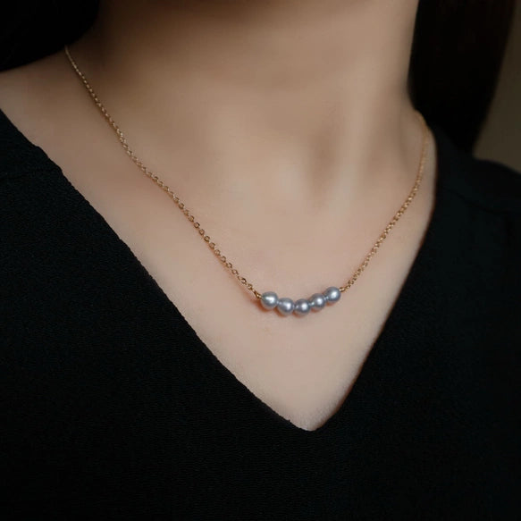 The Delicate Pastels: 14kgf Genuine Freshwater Pearl Floating Necklace