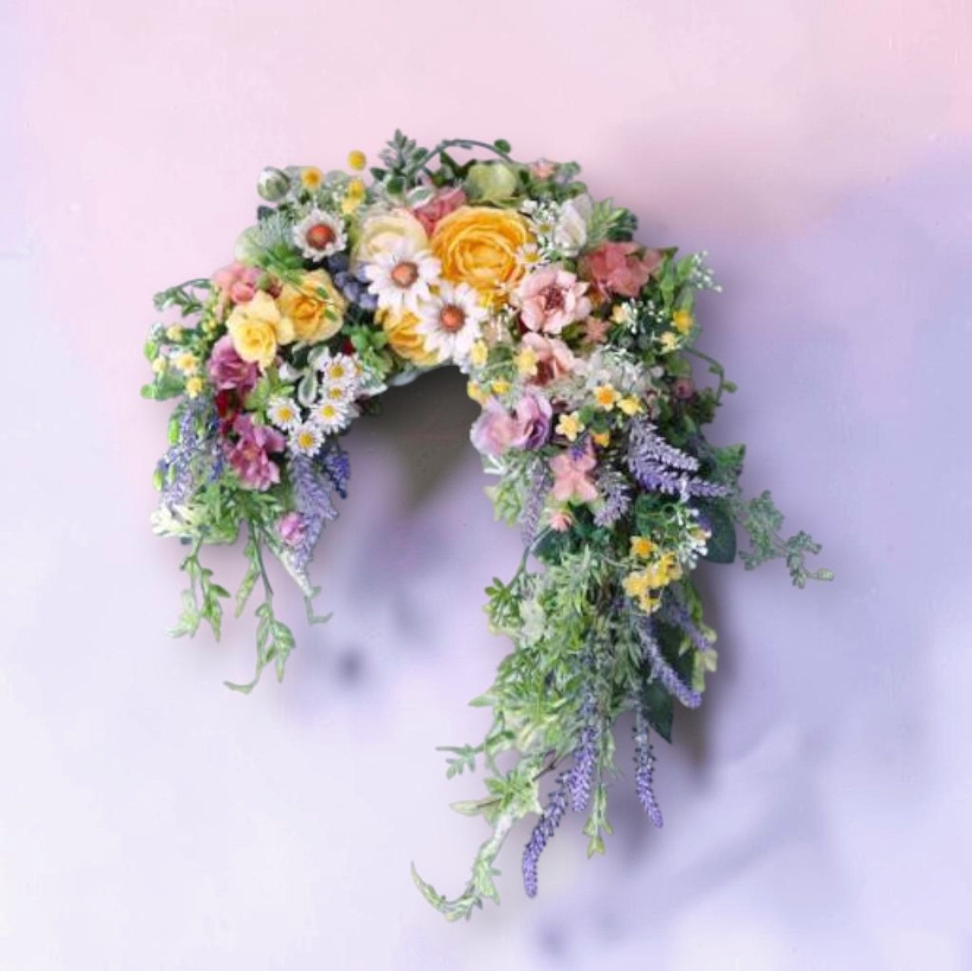 The Shower of Happiness: 20 Premium Art Flower Horseshoe Wreath