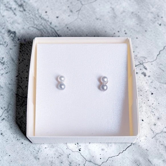 The 14kgf Double-Drop Japanese Freshwater Pearl Earrings