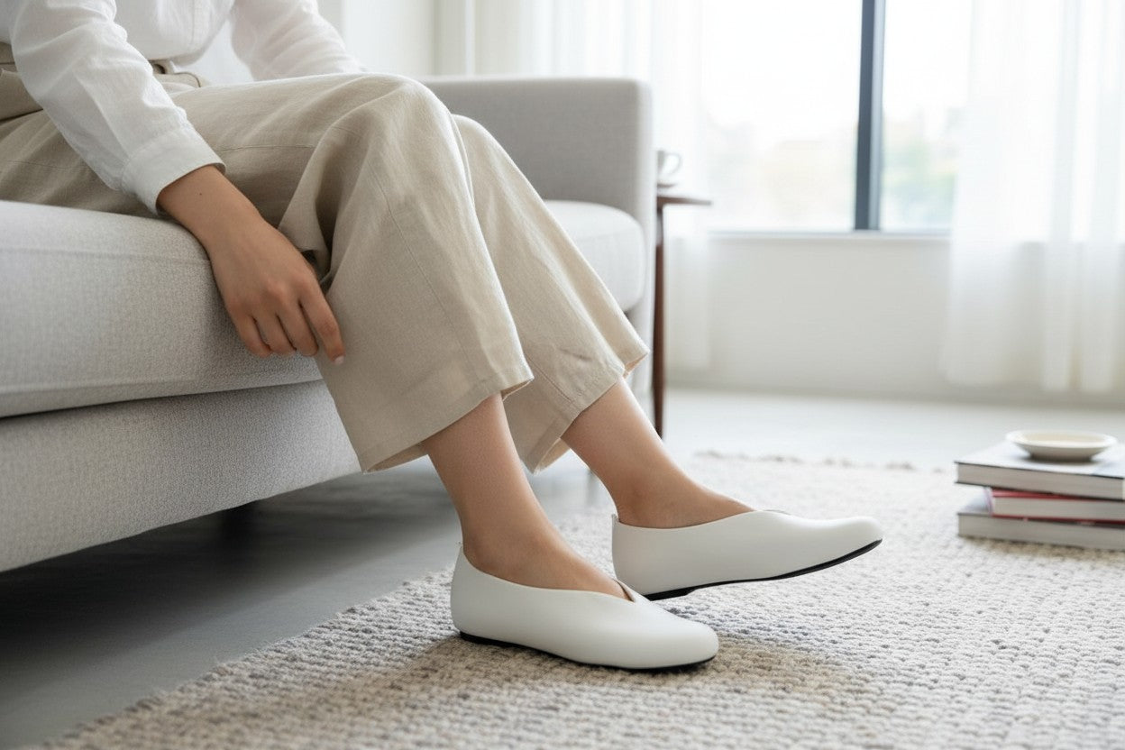 The Architecture of Elegance: Bespoke V-Cut Flannel & Linen Comfort Shoes