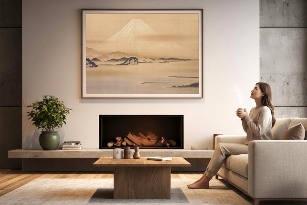Sacred Solitude:Vintage Japanese Nihonga Mount Fuji Art Poster