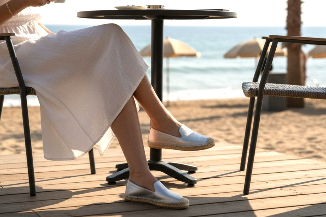 Effortless Summer Comfort:Handcrafted Breathable Jute Slip-On Silver