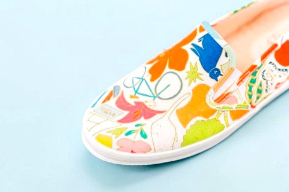 The Island Breeze Slip-On: One-of-a-Kind Textile Art Canvas Shoes