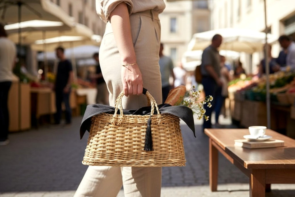 Where Function Meets Hand-Woven Couture: An Exclusive 5-Piece Basket Bag Ensemble with a Washable Kurashiki Canvas Pouch