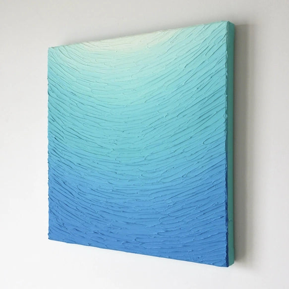 The Depth of Serenity: Hand-Painted Blue Ocean Textured Abstract Art