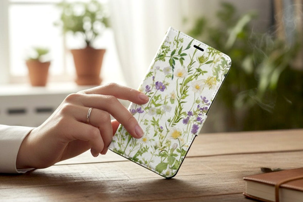 The Sunlit Botanical Meadow: Handcrafted Folio iPhone Case