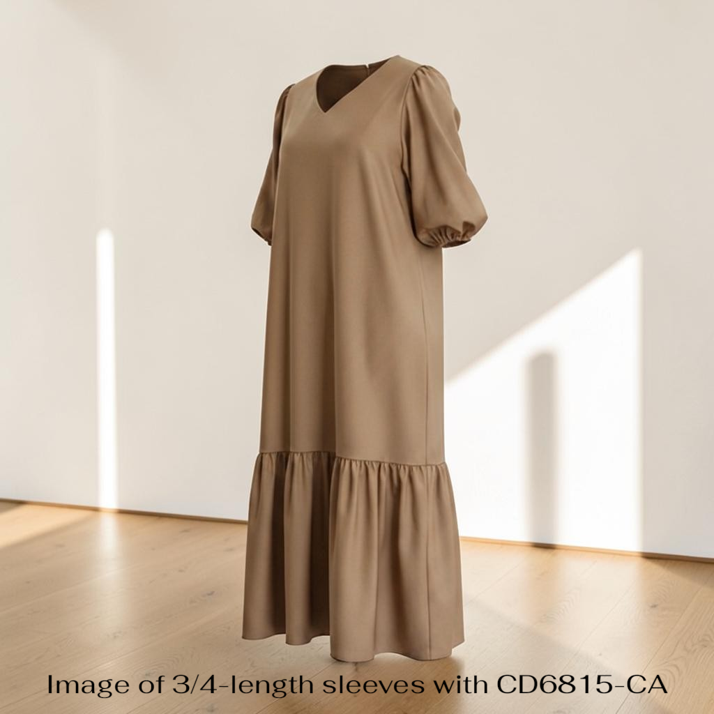 The Blossom Silhouette: Ultra-Lightweight Luminous Flare Dress in Grey, Cocoa & Black (3/4 or Full-Length Sleeves)