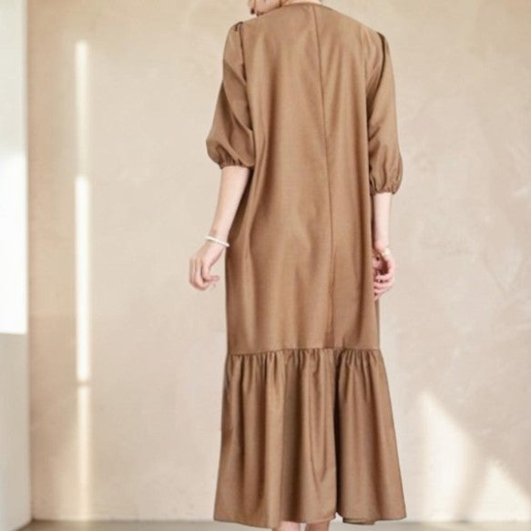 The Blossom Silhouette: Ultra-Lightweight Luminous Flare Dress in Grey, Cocoa & Black (3/4 or Full-Length Sleeves)
