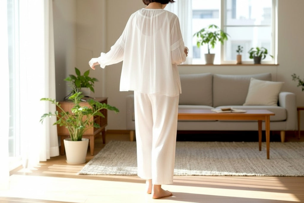 Effortless Elegance: Handcrafted Pintuck & Lace White Linen Blouse