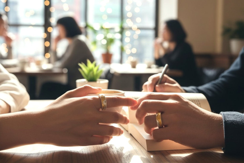 Haute-Couture Symphony: 24K & S999  Ring —Mountain and Sea