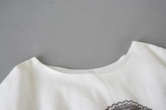 Effortless Grace: Premium Hand-Embroidered Linen A-Line Dress