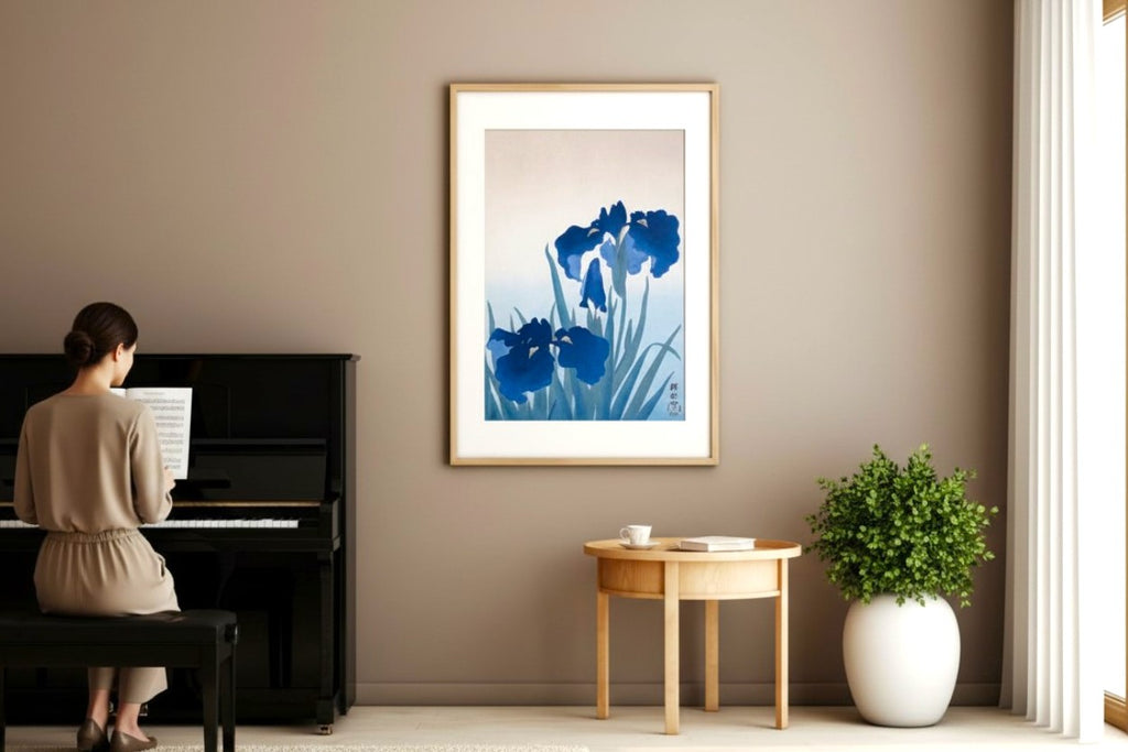 Serene Iris Bloom:Vintage Japanese Nihonga & Ukiyo-e Fine Art Poster