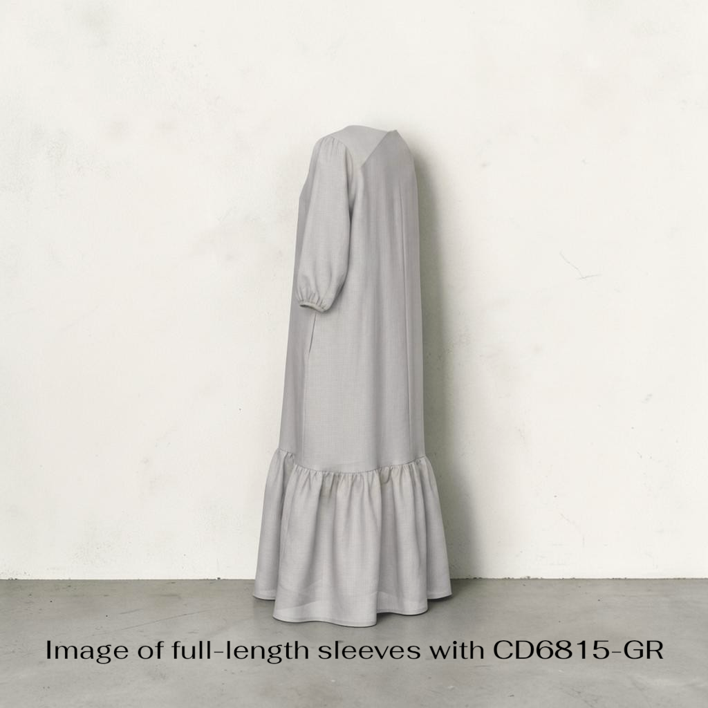 Die Blütensilhouette: Ultraleichtes, leuchtendes Flare-Kleid in Grau, Kakao & Schwarz (3/4- oder Langarm)