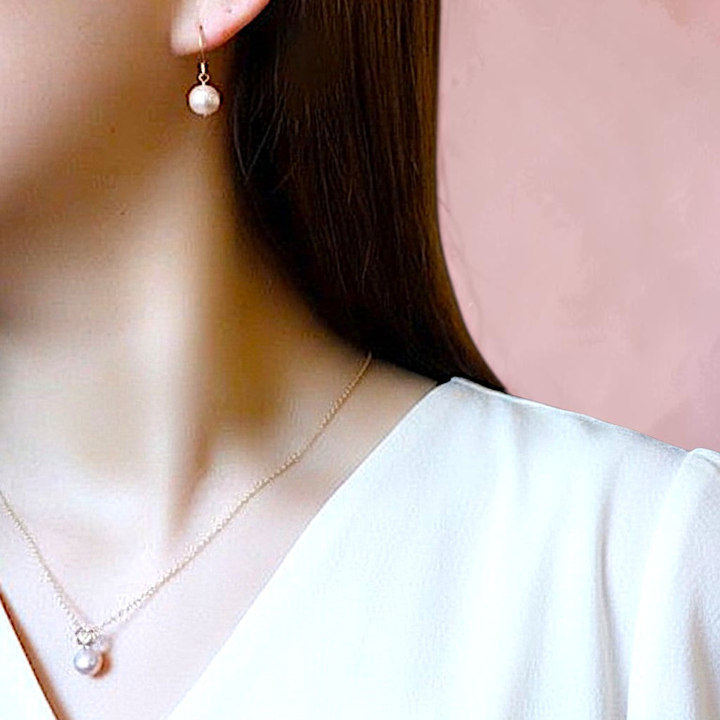 Japanese Sakura Pink natural Pearl & AAA Herkimer Diamond Dreamy Necklace
