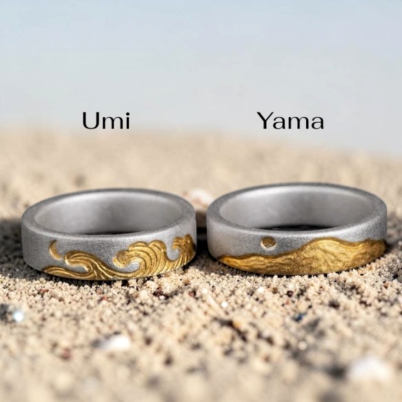 Haute-Couture Symphony: 24K & S999  Ring —Mountain and Sea