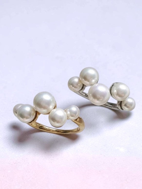 The Premium Shell Pearl Cluster Ring in 18k Gold Plated Sterling Silver