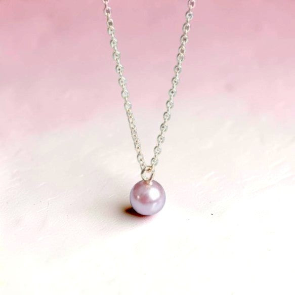 Japanese Natural Untreated Mauve Pink Pearl  Necklace & Earrings
