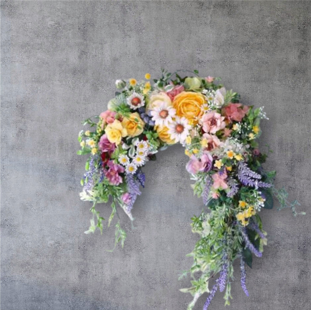 The Shower of Happiness: 20 Premium Art Flower Horseshoe Wreath